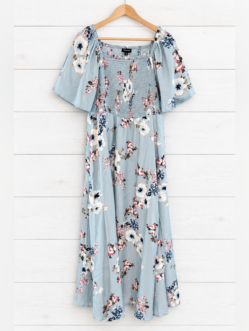 BloomChic Light Blue Floral Smocked Dress